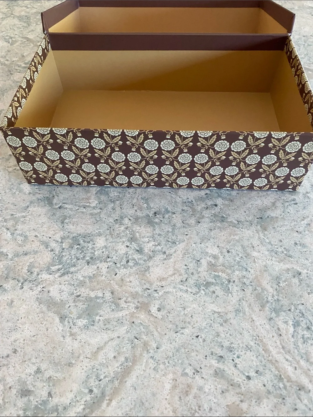 Decorative Brown Floral Storage Box - Home Organization